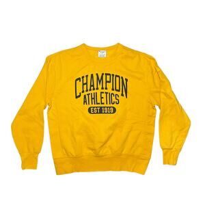 Champion Yellow Spellout Crewneck Size Large